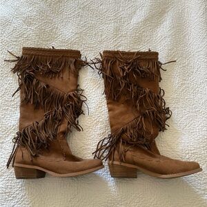 Not Rated Tan Fringe Heeled Boots